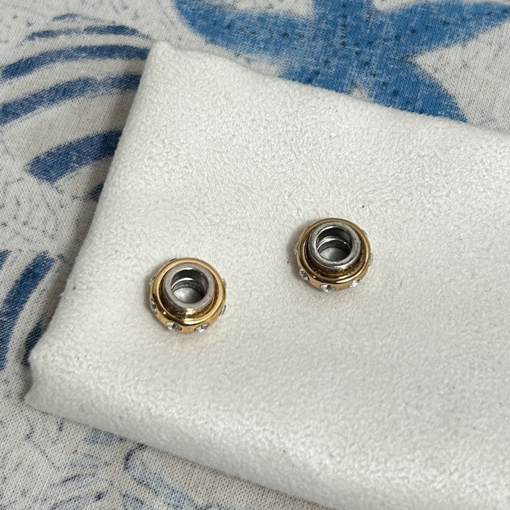 Brighton Dazzle Two-tone Spacer Bead Crystals Silver & Gold Plated Lot of 2 - Picture 5 of 9